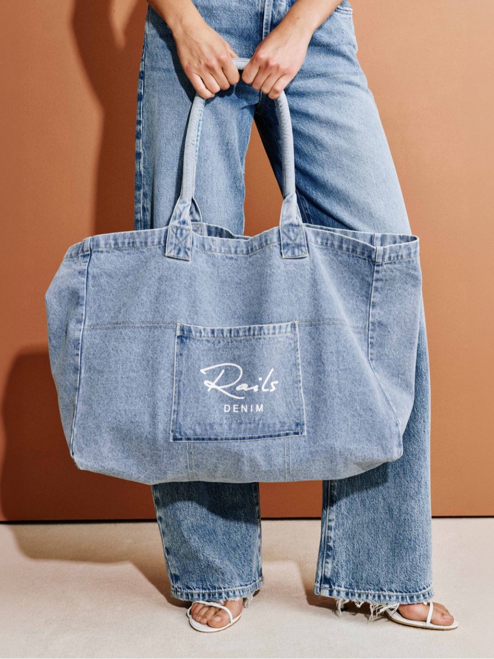NEW Rails XL denim tote bag